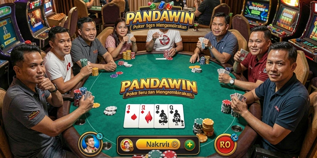 Screenshot utama PANDAWIN menampilkan gameplay intens dalam permainan Poker.